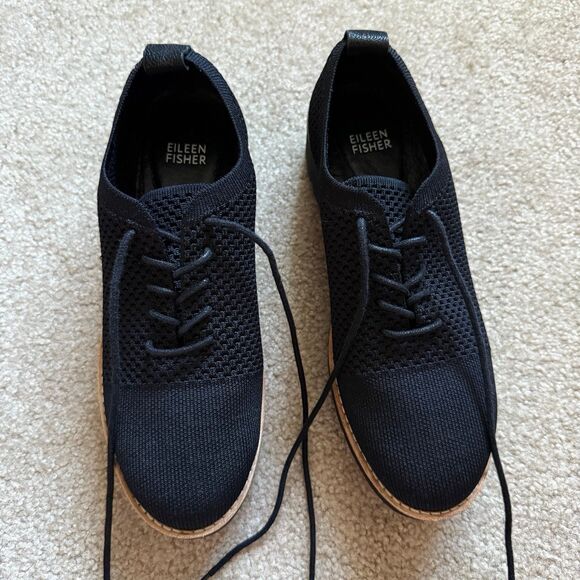 Eileen Fisher Eddy Recycled Stretch Knit Platform Oxford Shoes Size 7 LIKE NEW - Picture 9 of 12